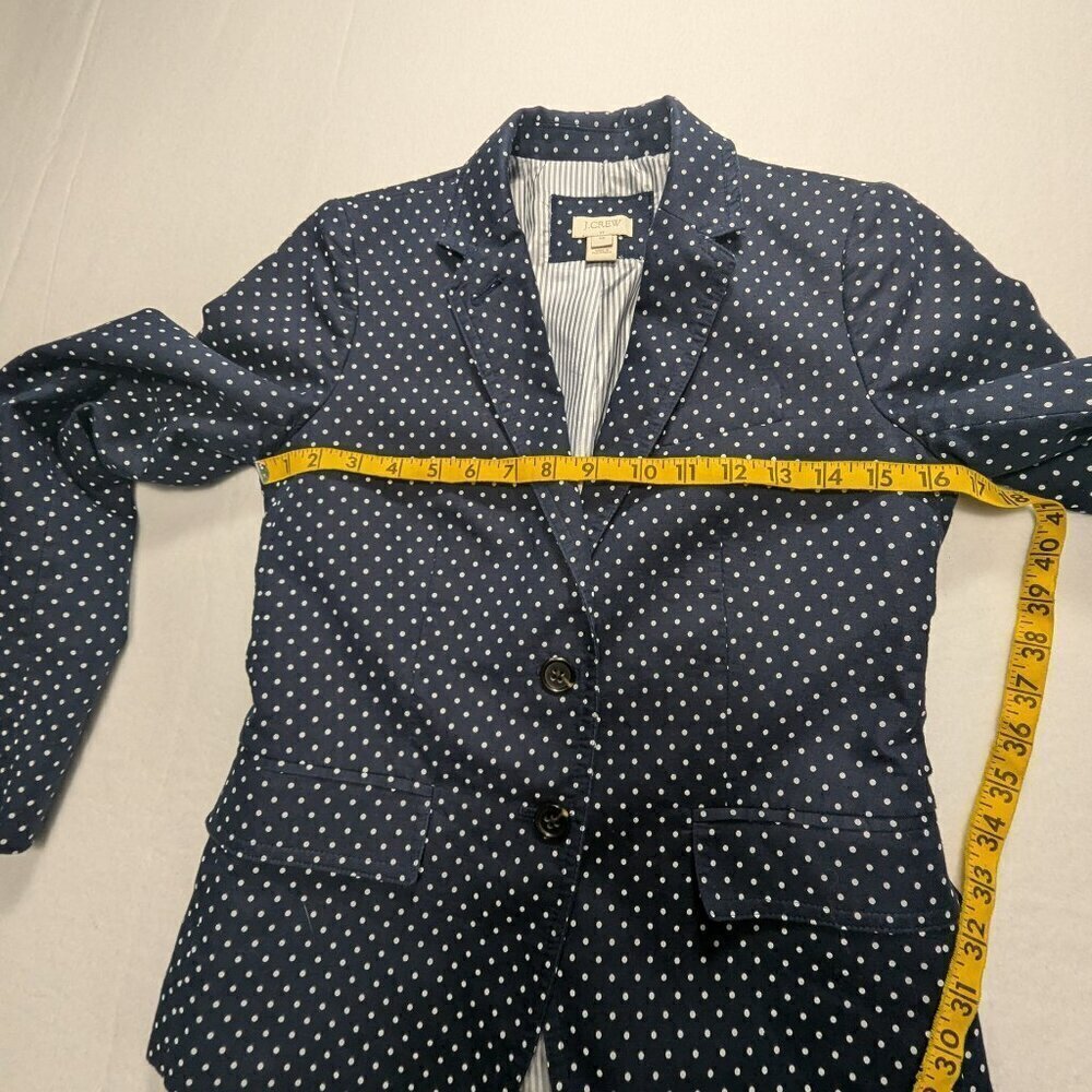 J. Crew  Blazer Polka Dot Navy Blue size 00 - Picture 7 of 14